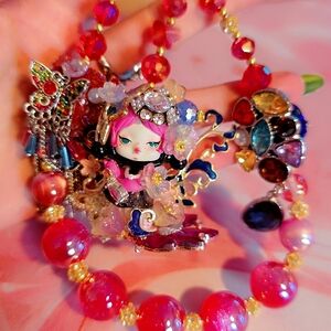 Colorful Beaded Skull Panda Phone Chain